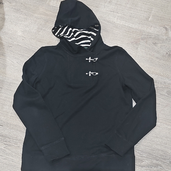 Lauren Jeans Co Hoodie Womens M. Toggle Pullover Hooded Top Ralph Lauren - Picture 4 of 5